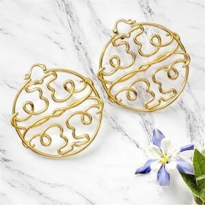 TORY BURCH TWISTED MILLER STATEMENT HOOPS EARRINGS